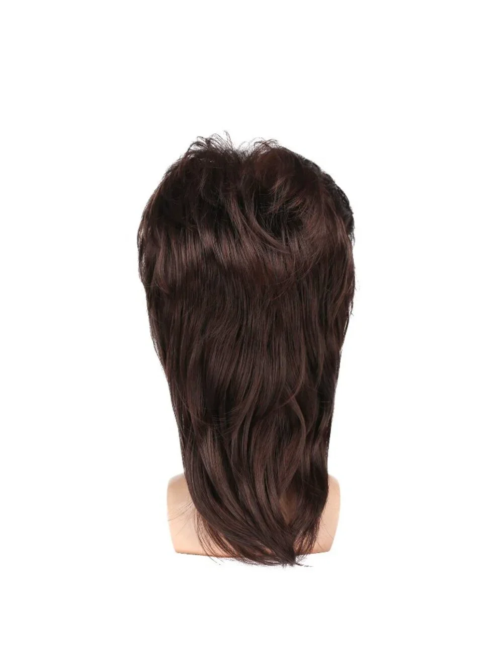 Men's Brown Heat Resistant Synthetic Fiber Long Hair Retro Mullet Wigs